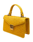 Real ostrich Maya bag, yellow ostrich, side
