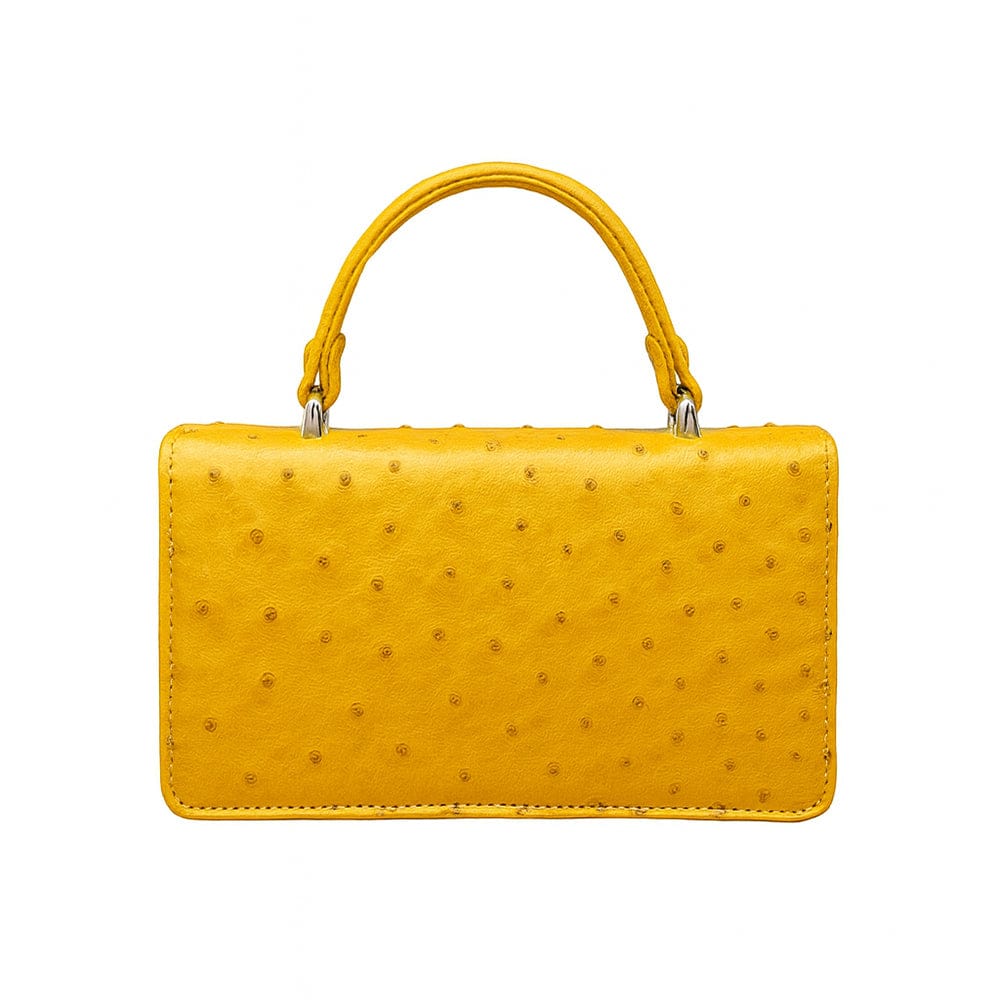Real ostrich Maya bag, yellow ostrich, back