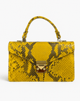Real python Maya top handle bag, yellow, front