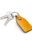 Rectangular leather key fob, yellow, front