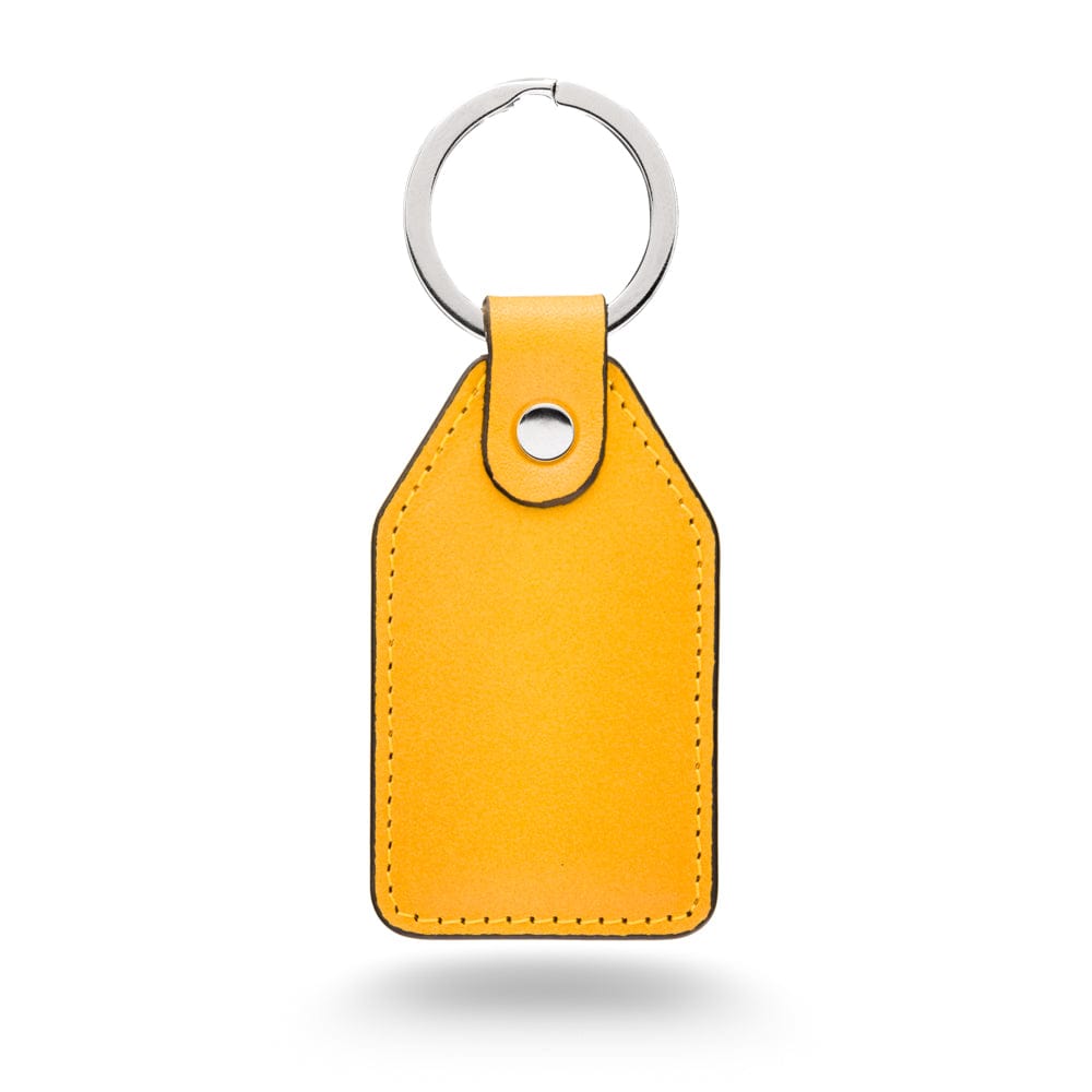 Rectangular leather key fob, yellow, front
