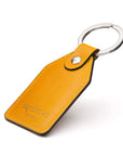 Rectangular leather key fob, yellow, back