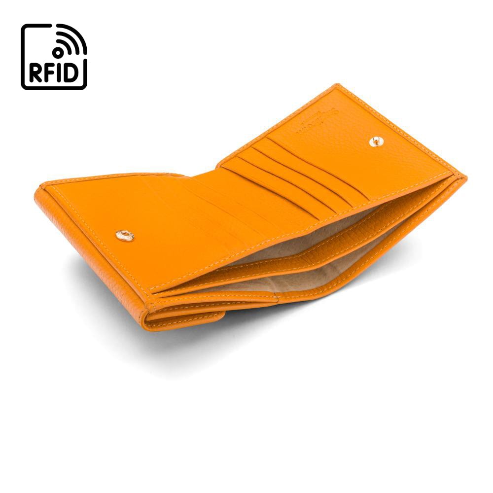 RFID leather purse, yellow, inside