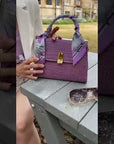 Matching handbag and purse, lilac croc