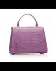 Sabrina Top Handle Bag, Lilac Croc, 360 video