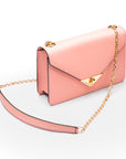 Small leather envelope chain bag, pink, side view