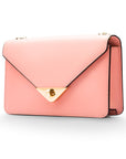 Small leather envelope chain bag, pink, front view