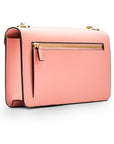 Small leather envelope chain bag, pink, back view