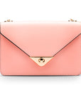 Small leather envelope chain bag, pink, front