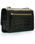 Mini chain bag, black croc, back view