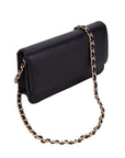 Small leather chain bag, black, side