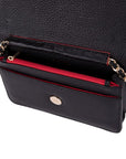 Small leather chain bag, black, open