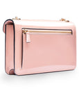 Small leather envelope chain bag, blush patent, back