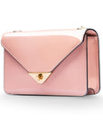 Small leather envelope chain bag, blush patent