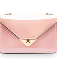 Small leather envelope chain bag, blush patent, front