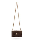 Mini chain bag, brown croc, shoulder strap