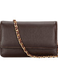 Small leather chain bag, brown, front