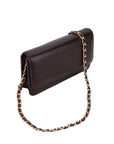 Leather mini chain bag, brown, side