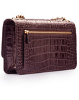 Mini chain bag, burgundy croc, back view