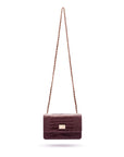 Mini chain bag, burgundy croc, with chain strap