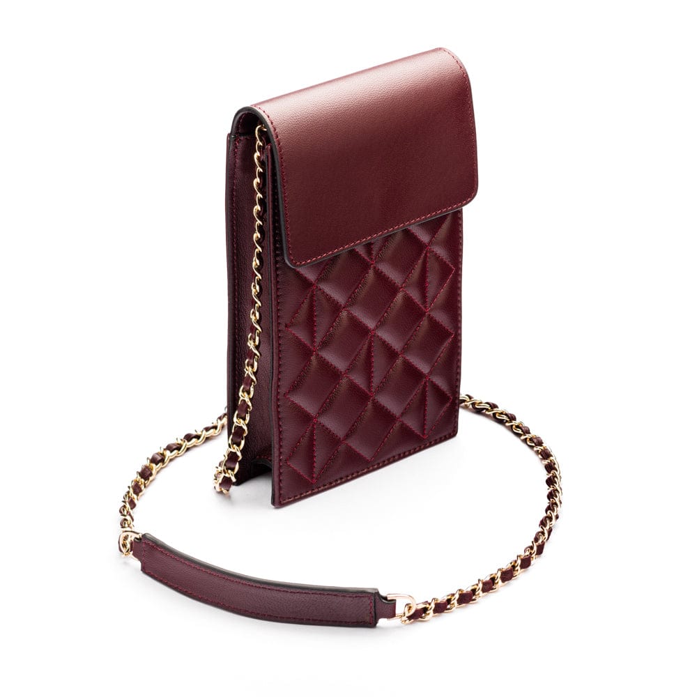 Leather phone bag, burgundy, side