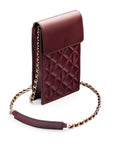 Leather phone bag, burgundy, side