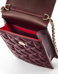 Leather phone bag, burgundy, inside