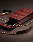 Leather phone bag, burgundy, lifestyle