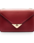 Small leather envelope chain bag, burgundy, front