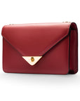 Small leather envelope chain bag, burgundy, front view