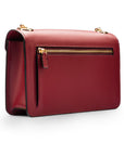 Small leather envelope chain bag, burgundy, back view