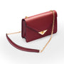 Small leather envelope chain bag, burgundy, side view