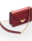 Small leather envelope chain bag, burgundy, side view