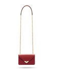 Small leather envelope chain bag, burgundy, shoulder strap