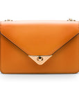 Small leather envelope chain bag, camel, front