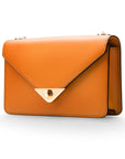 Small leather envelope chain bag, camel, front