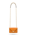 Small leather envelope chain bag, camel, long strap