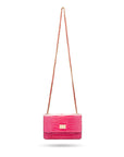 Mini chain bag, cerise pink croc, chain strap