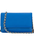 Small leather chain bag, cobalt, front