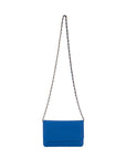 Small leather chain bag, cobalt, chain strap