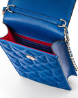 Leather phone bag, cobalt, inside