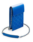 Leather phone bag, cobalt, side