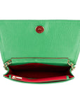 Small leather chain bag, emerald green, inside