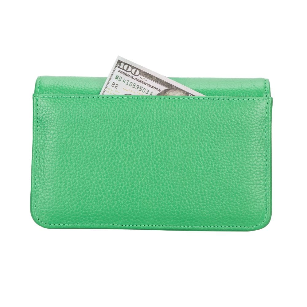 Small leather chain bag, emerald green, back