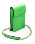 Leather phone bag, emerald, side