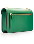 Small leather envelope chain bag, emerald, back view