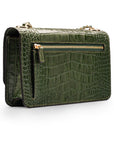 Mini chain bag, green croc, back view