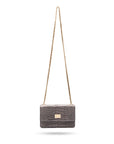 Mini chain bag, grey croc, with chain strap