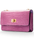 Mini chain bag, lilac croc, side 