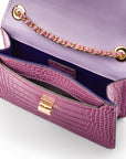 Mini chain bag, lilac croc, inside view